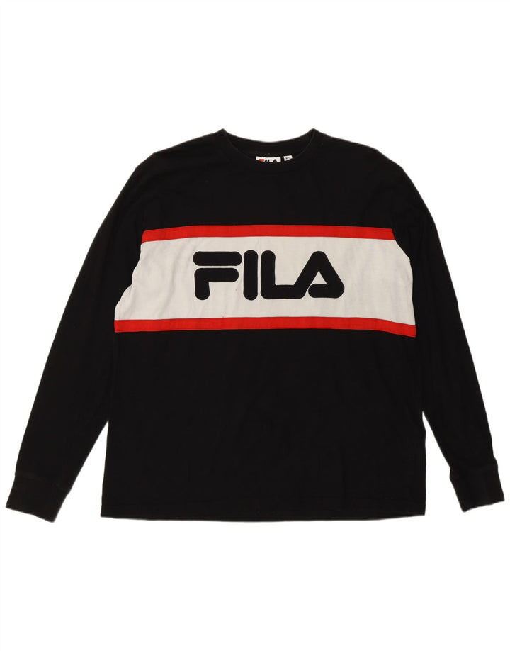 Pulover cu grafic pentru femei Fila UK 12 Medium Black Colorblock