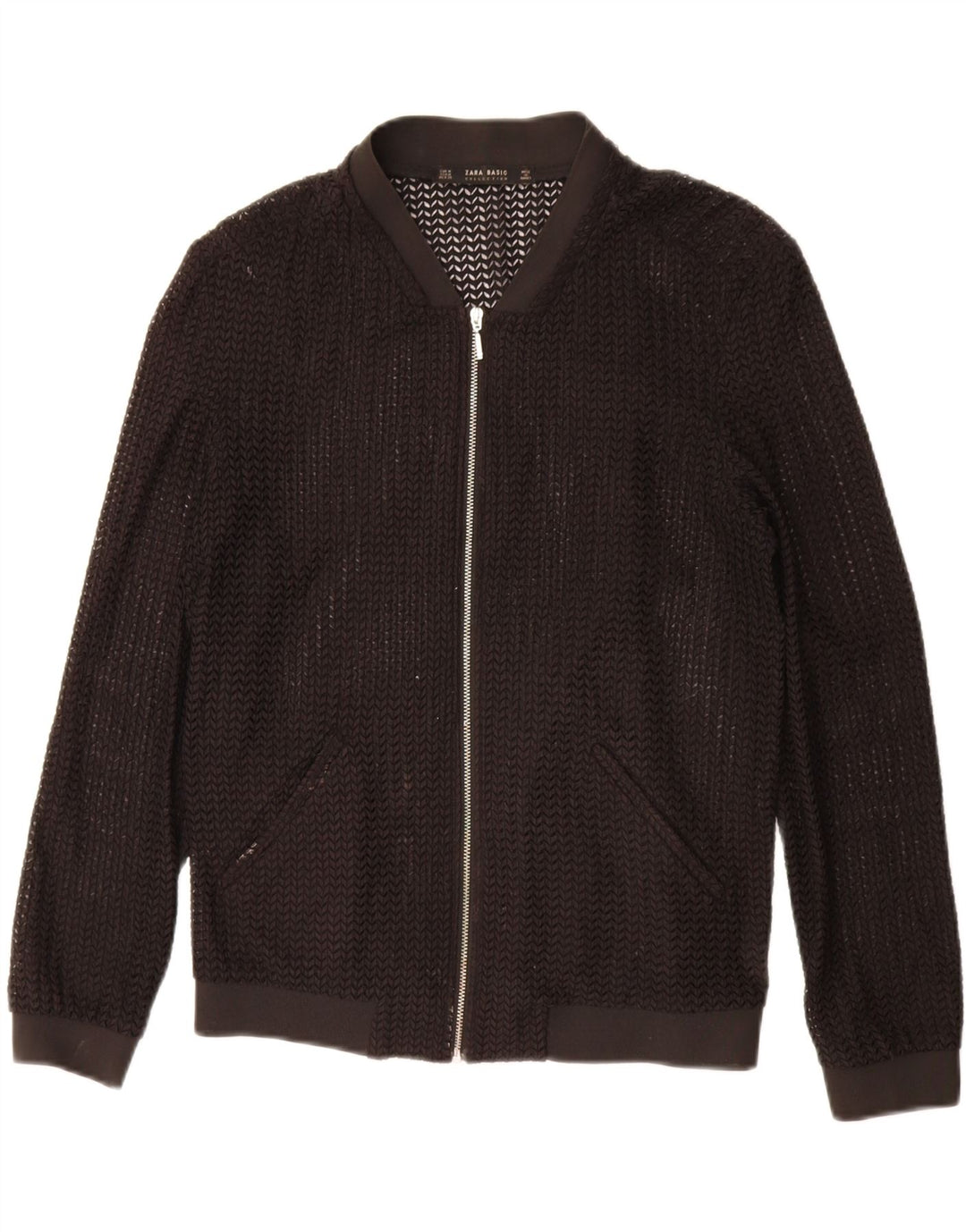 Jachetă Bomber See throught pentru femei Zara UK 14 Medium Black