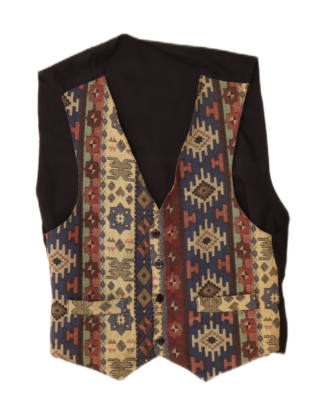 Vestă Vintage Bărbați XS Bumbac Geometric Multicolor