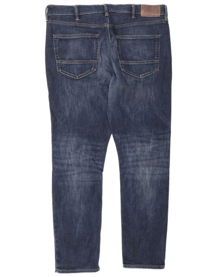 Blugi subțiri obișnuiți pentru bărbați Marks & Spencer L36 L31 Bumbac bleumarin