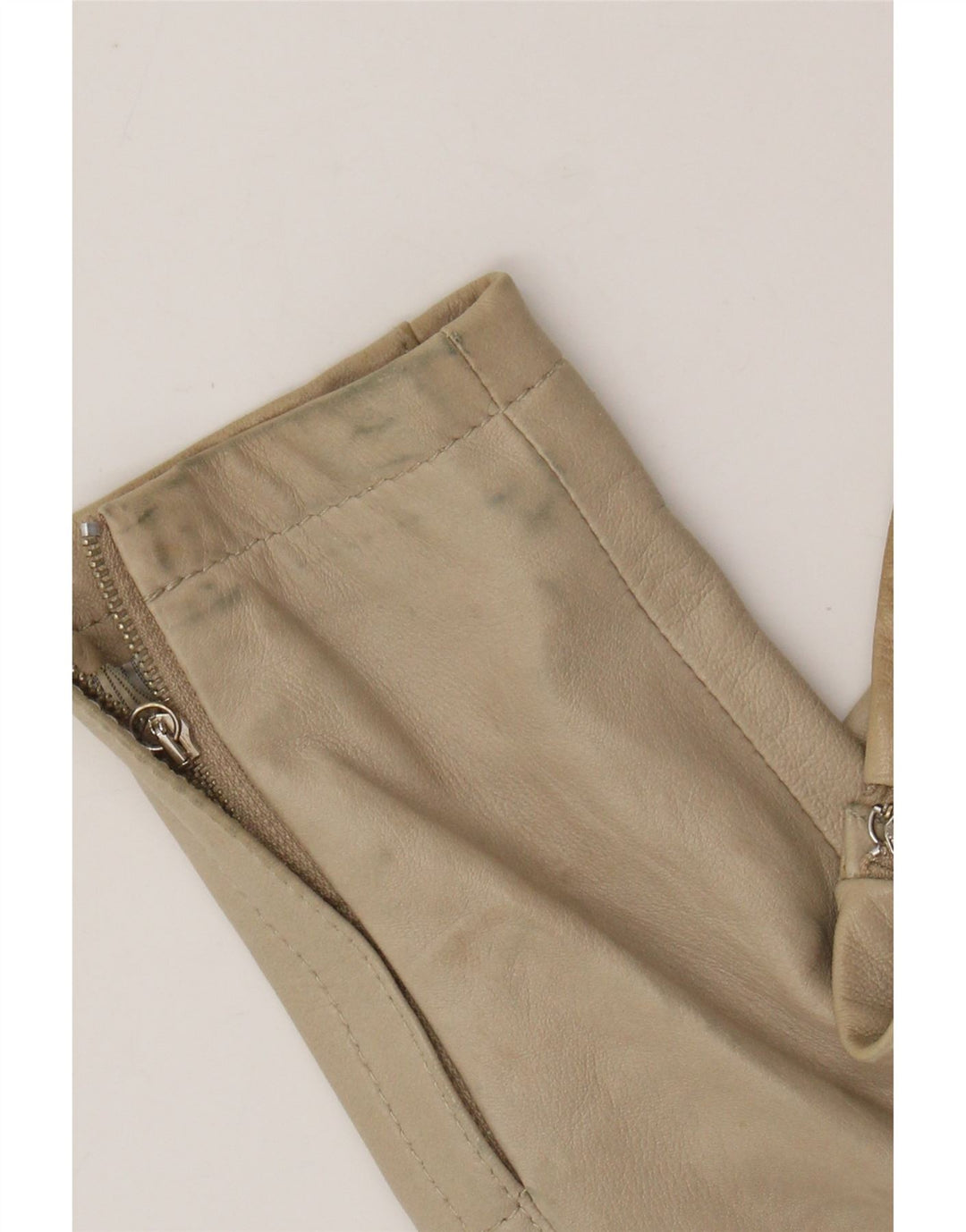 ARMANI JEANS Jachetă de piele crop pentru femei UK 12 Medium Beige Piele