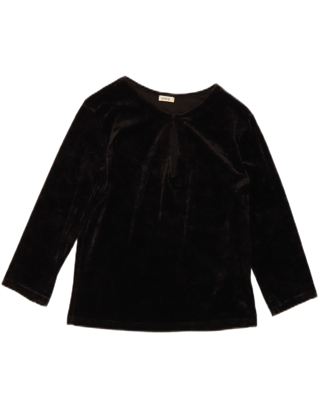 ONYX Womens Crop 3/4 Sleeve Blouse Top UK 12 Medium Black Acetate Vintage Onyx and Second-Hand Onyx from Messina Hembry 