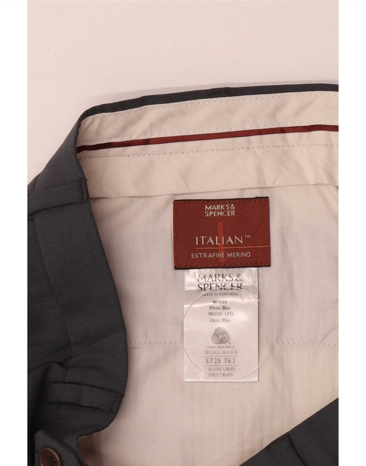 Marks & Spencer Pantaloni drepți pentru bărbați L36 L29 Lână nouă gri