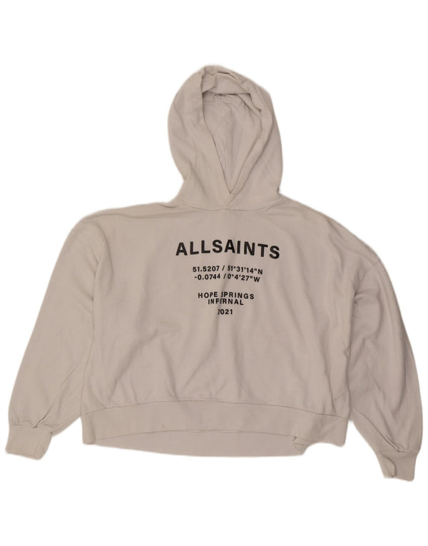 All Saints Pulover oversized Crop Graphic pentru femei UK 14 Medium White