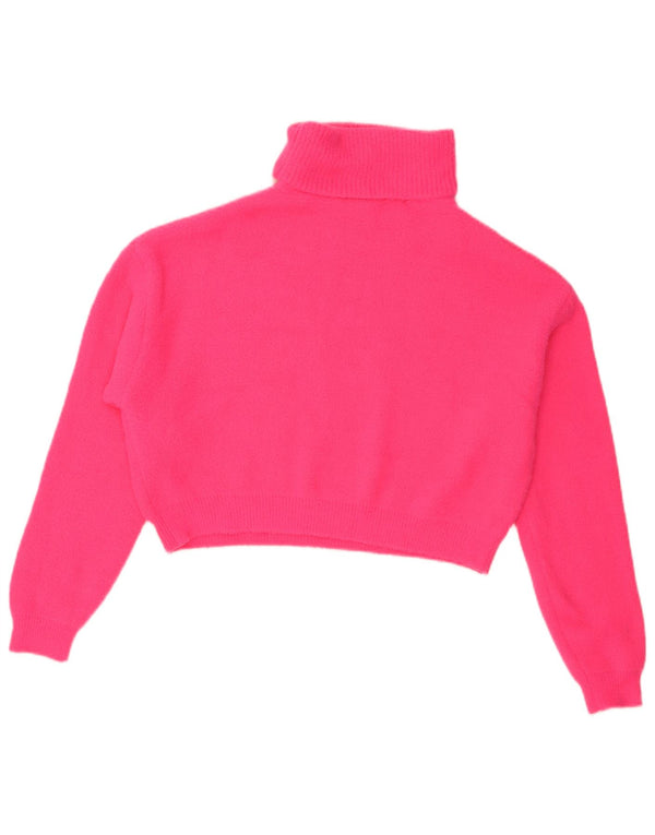 Pulover de damă Zara, supradimensionat, cu gât rulat, din nailon, mic, roz, UK 10