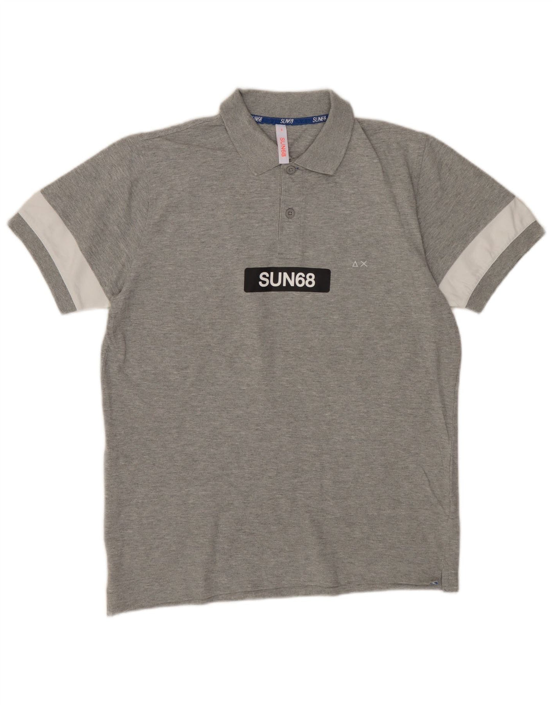 SUN68 Tricou polo cu grafică pentru bărbați, gri mic, bloc de culoare