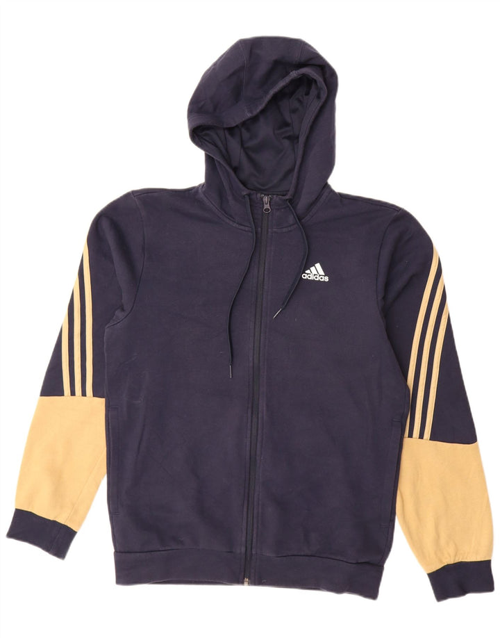 Pulover ADIDAS pentru bărbați, cu fermoar, din bumbac color-block, albastru bleumarin
