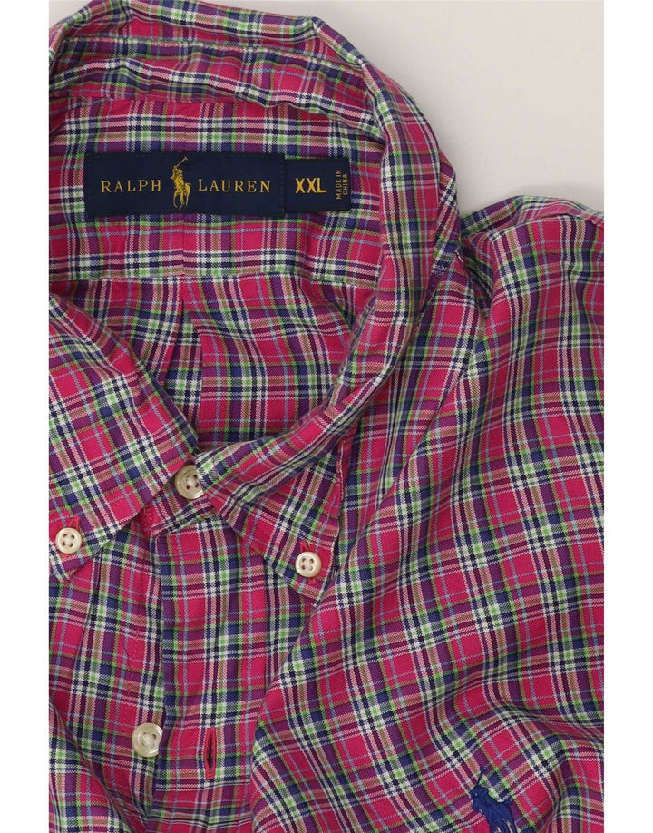 Cămașă pentru bărbați Ralph Lauren 2XL, bumbac cu carouri roz