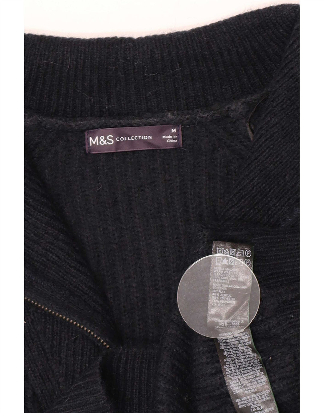 Pulover pentru femei Marks & Spencer, cu fermoar, cu gât, UK 14 Medium Bleumarin