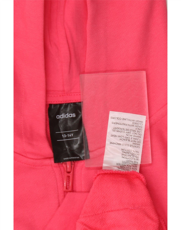 Pulover pentru fete ADIDAS Graphic Zip Hoodie 13-14 ani, bumbac roz
