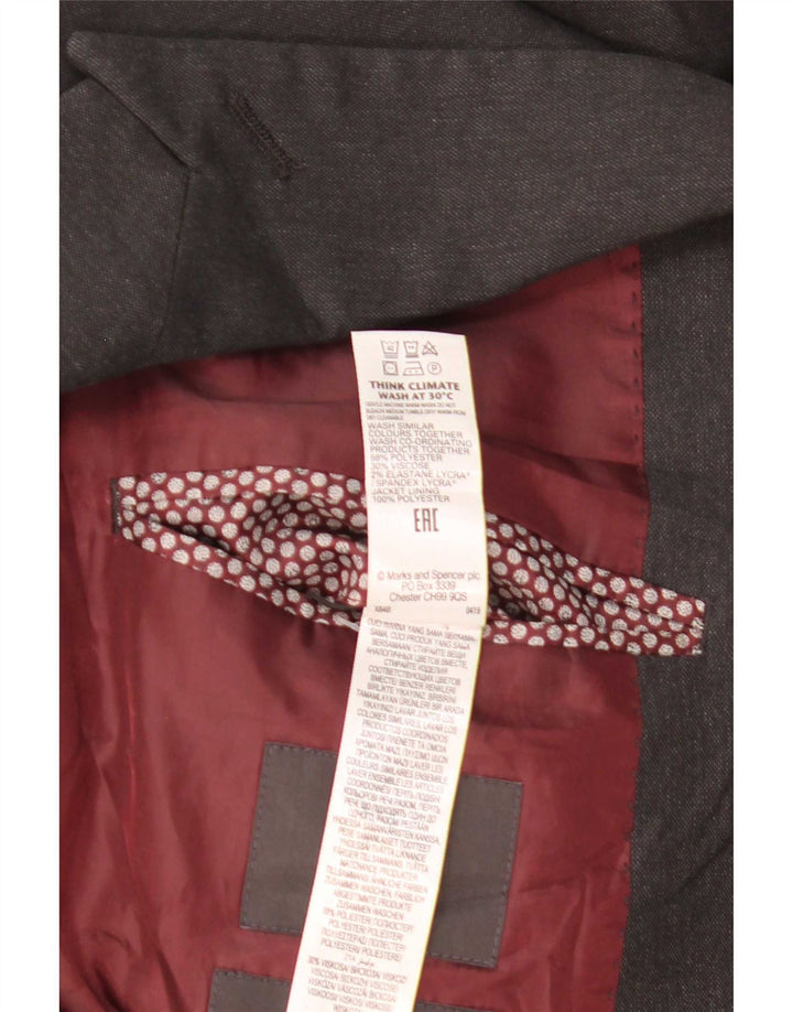 Jachetă pentru bărbați Marks & Spencer cu 2 nasturi EU 48 Poliester gri mediu