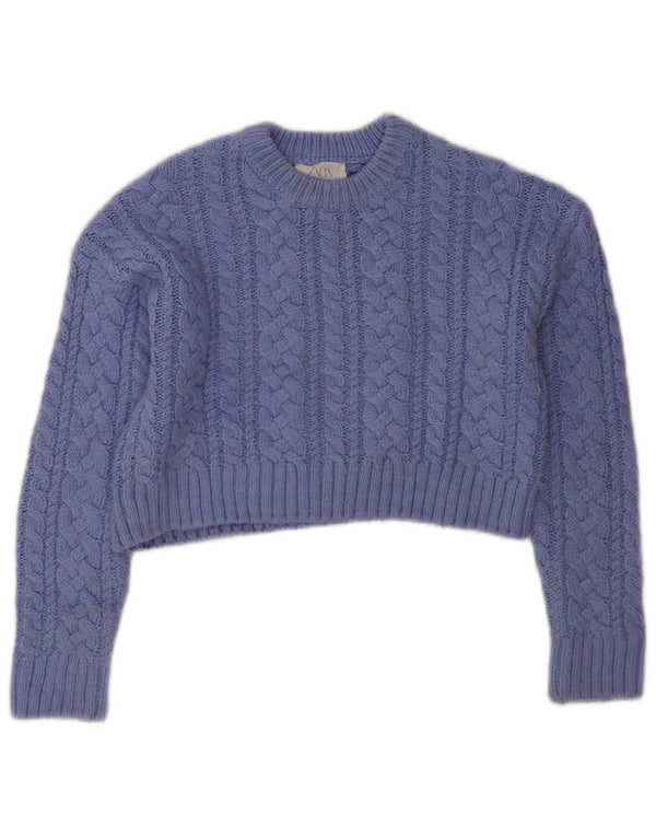 Pulover Pulover Crop Decolteu pentru Fete Zara 13-14 Ani Albastru Acrilic