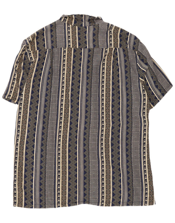 Bluză vintage cămașă cu mânecă scurtă pentru femei UK 22 3XL bleumarin cu dungi