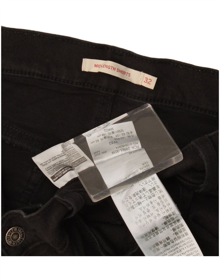 Pantaloni scurți Levi's din denim cu talie medie W32, bumbac negru mare