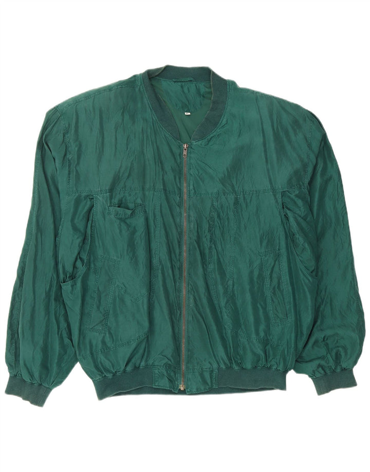 VINTAGE Bomber Jacket pentru bărbați UK 42 XL Green Silk