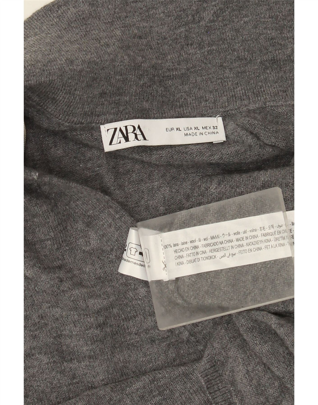 Pulover cardigan pentru femei Zara UK 18 XL Lână gri