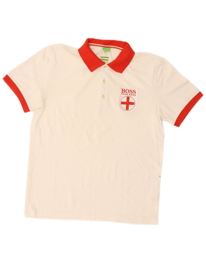 Tricou polo pentru bărbați Hugo Boss, mare, alb, din bumbac color bloc