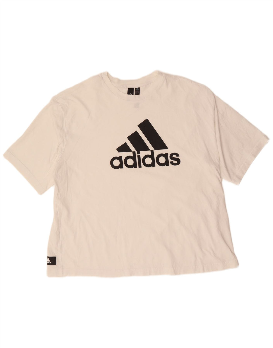 Tricou grafic supradimensionat ADIDAS pentru femei UK 20/22 XL bumbac alb