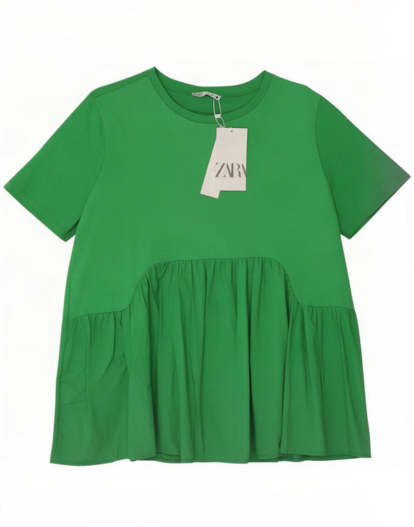 Bluză pentru femei Zara UK 16 mare din bumbac verde
