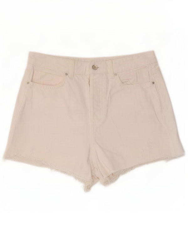Pantaloni scurți din denim învechit cu talie înaltă pentru bărbați Zara EU 38 Small W28 Bumbac alb