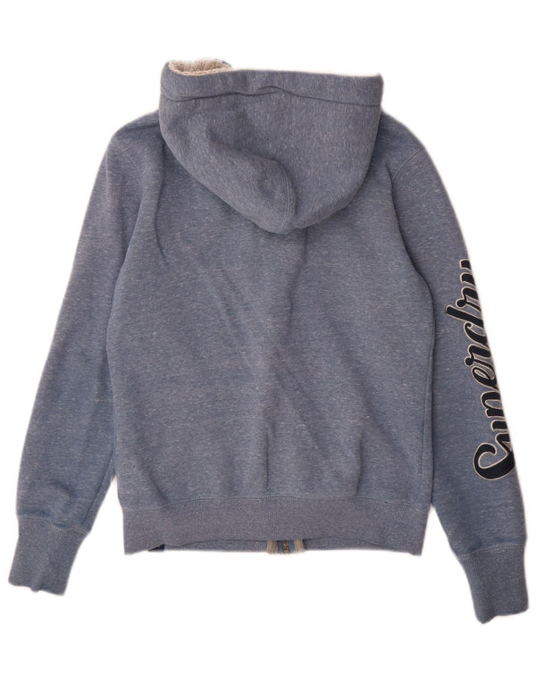 Pulover Superdry pentru damă, cu grafic, cu fermoar, din bumbac cu pete albastre, UK 8