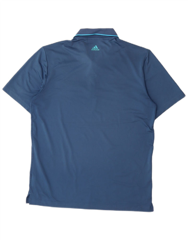 Tricou polo pentru bărbați Adidas, mediu bleumarin, poliester cu dungi