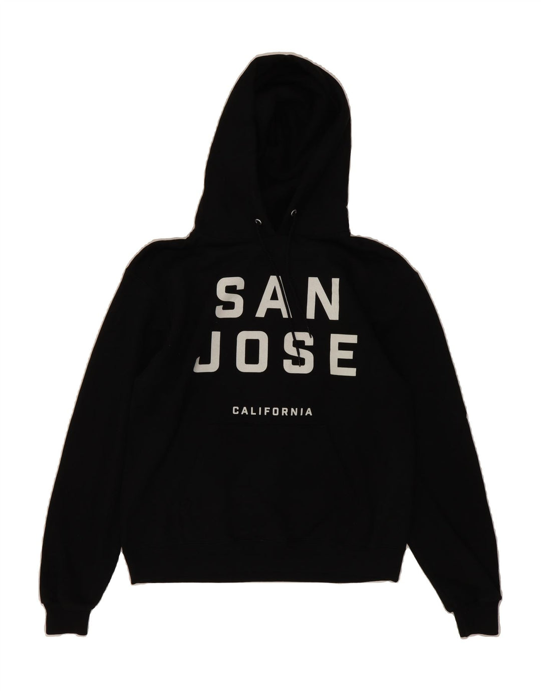 CHAMPION Mens Graphic Hoodie Jumper Medium Black Cotton Vintage Champion and Second-Hand Champion from Messina Hembry 