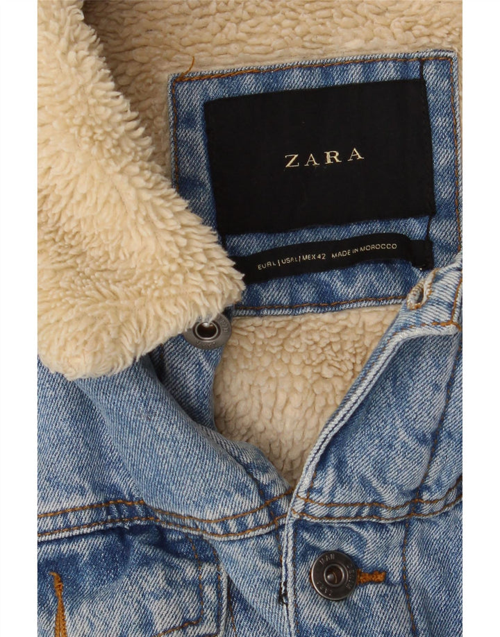 Jachetă de blugi Sherpa pentru bărbați Zara UK 40 Large Blue