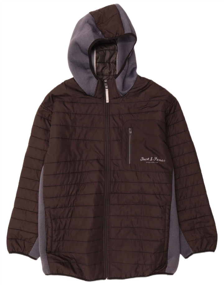 Jack & Jones Jachetă căptușită cu glugă pentru bărbați UK 46 3XL Poliester negru