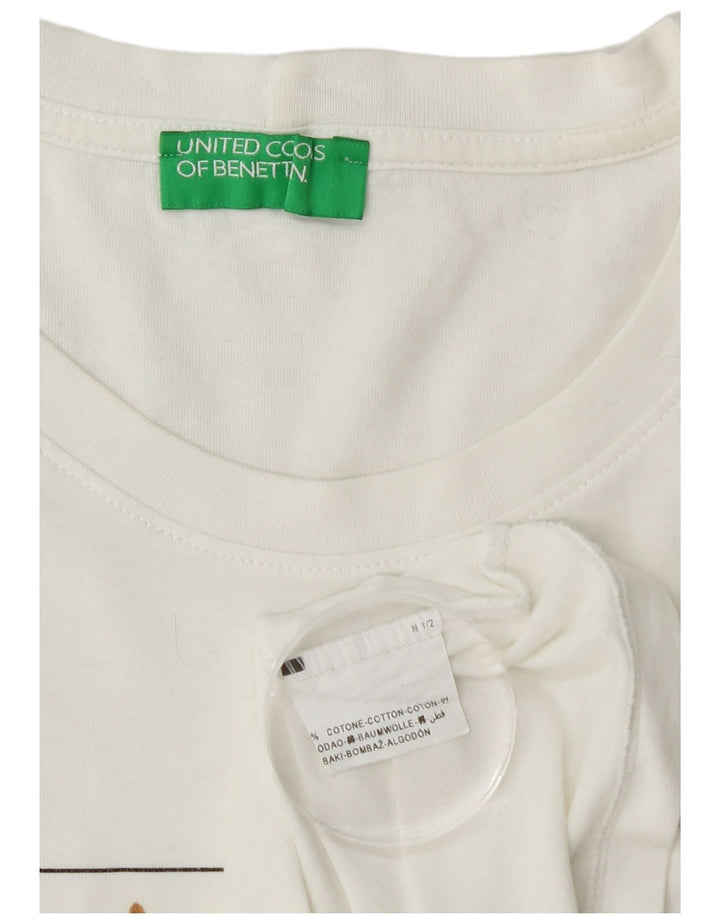 Tricou grafic pentru bărbați BENETTON Top mediu alb din bumbac color-bloc