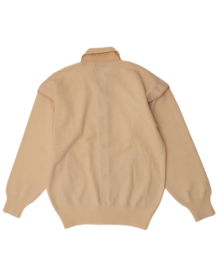 Pulover Cardigan Vintage pentru bărbați Lână Bej Mediu