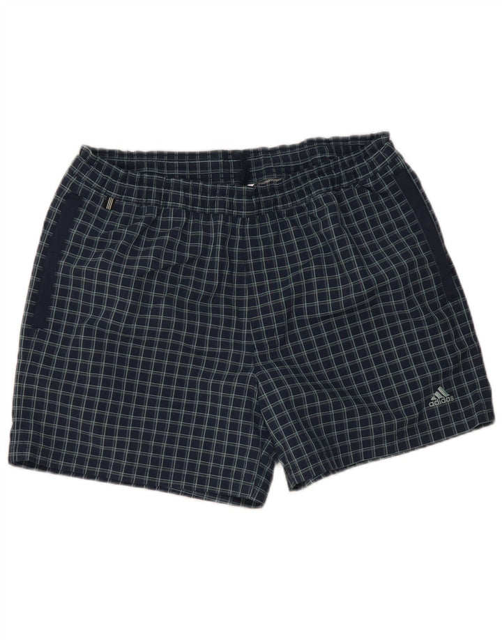 Pantaloni scurți de înot Adidas pentru bărbați, medii, albastru bleumarin, poliamidă cu check