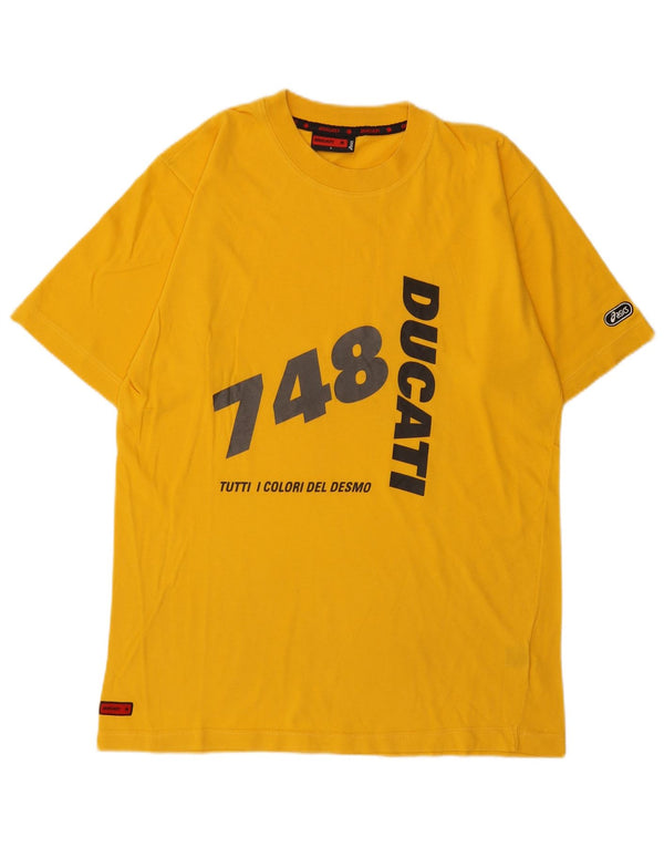 Asics Mens Ducati Graphic T-Shirt Top Large Yellow Cotton