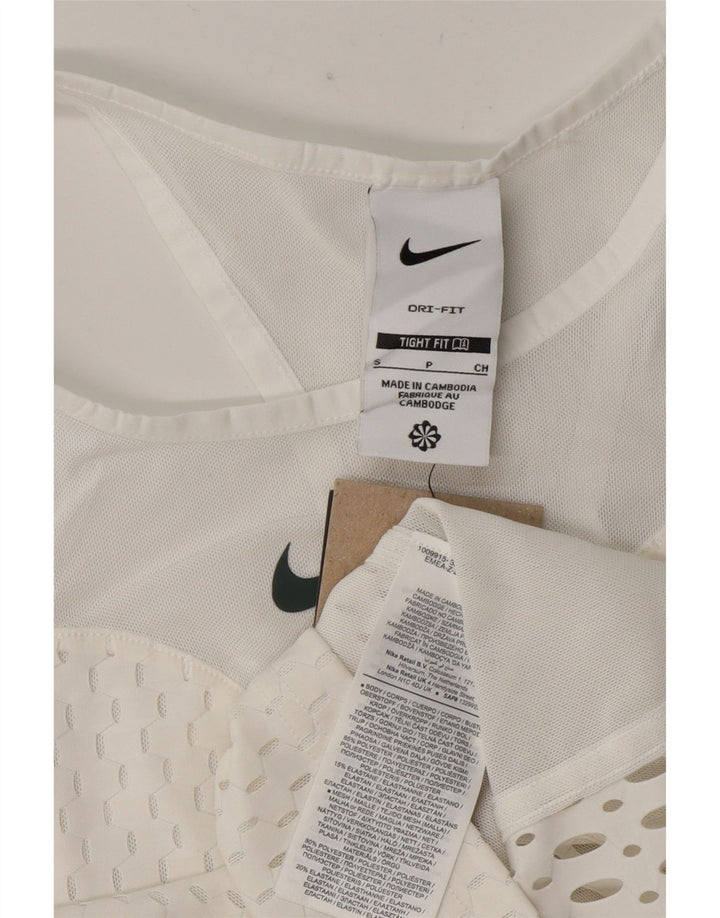 Top cu vestă scurtă, cu crop transparent, pentru femei, Nike, UK 8, poliester alb mic