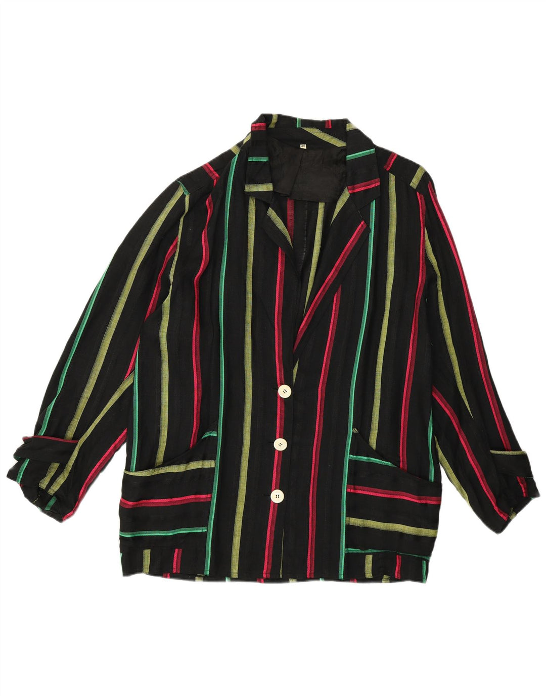 Jachetă vintage pentru femei cu 3 nasturi, IT 46, mare, cu dungi negre