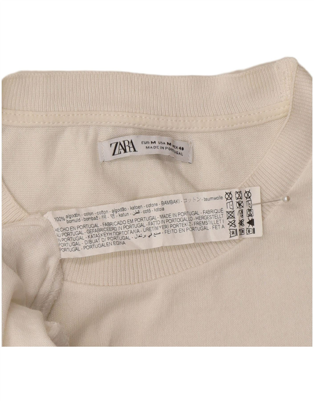 Tricou pentru bărbați Zara Top Mediu Alb Bumbac