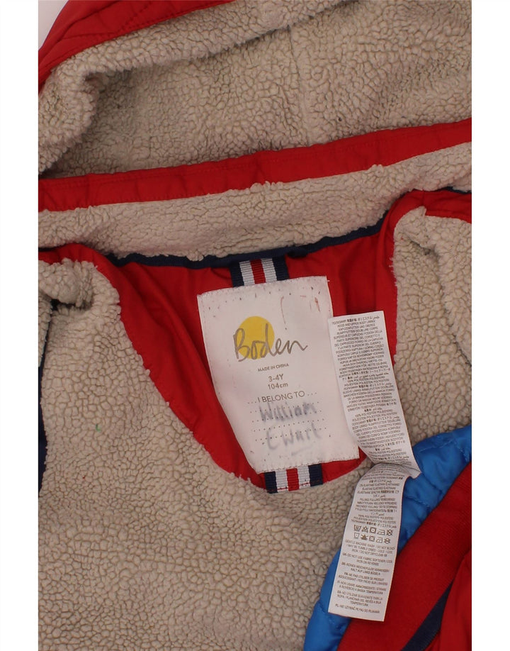 Jachetă căptușită cu glugă Boden Boys 3-4 ani poliester roșu