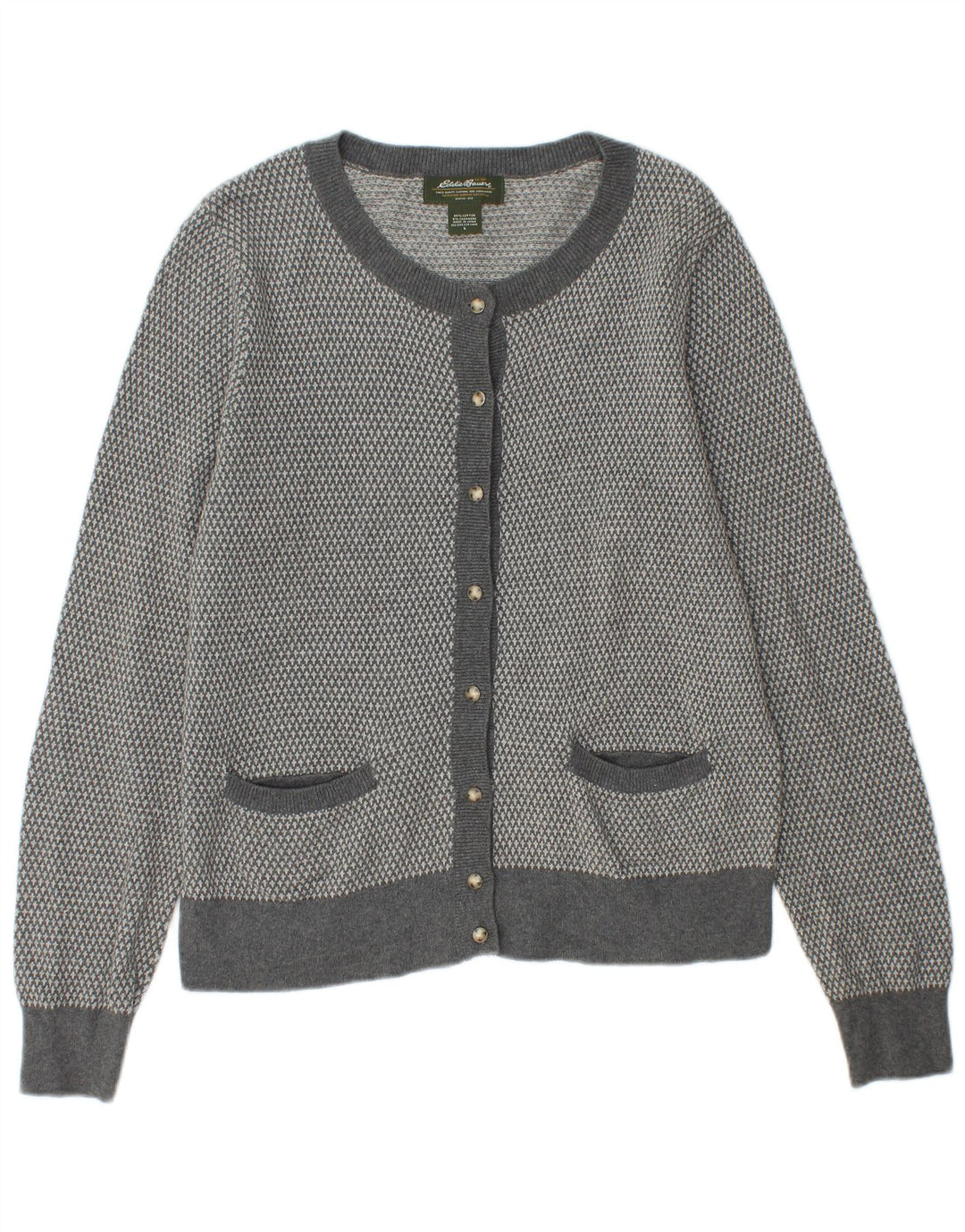 EDDIE BAUER Pulover cardigan pentru femei UK 14 mare bumbac gri