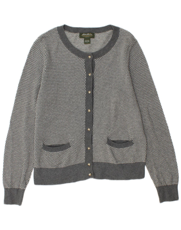 EDDIE BAUER Pulover cardigan pentru femei UK 14 mare bumbac gri