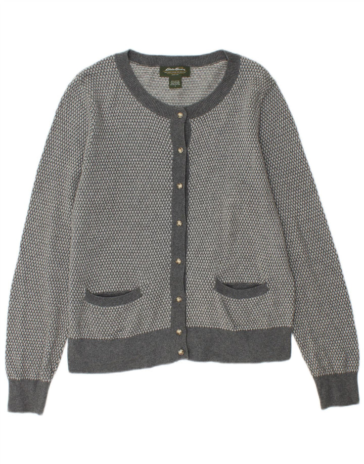 EDDIE BAUER Pulover cardigan pentru femei UK 14 mare bumbac gri