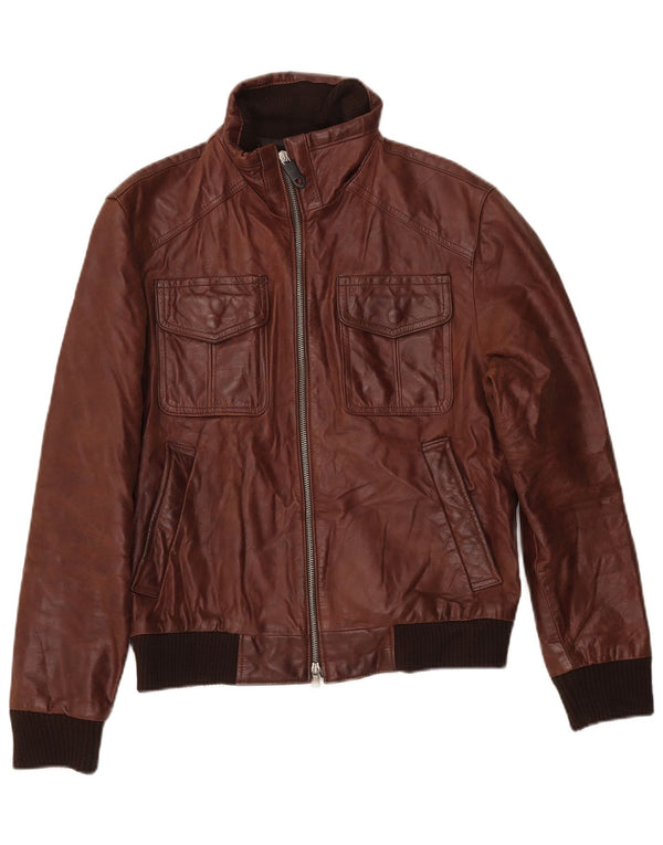 Jachetă de piele vintage pentru bărbați UK 38 din piele maro medie