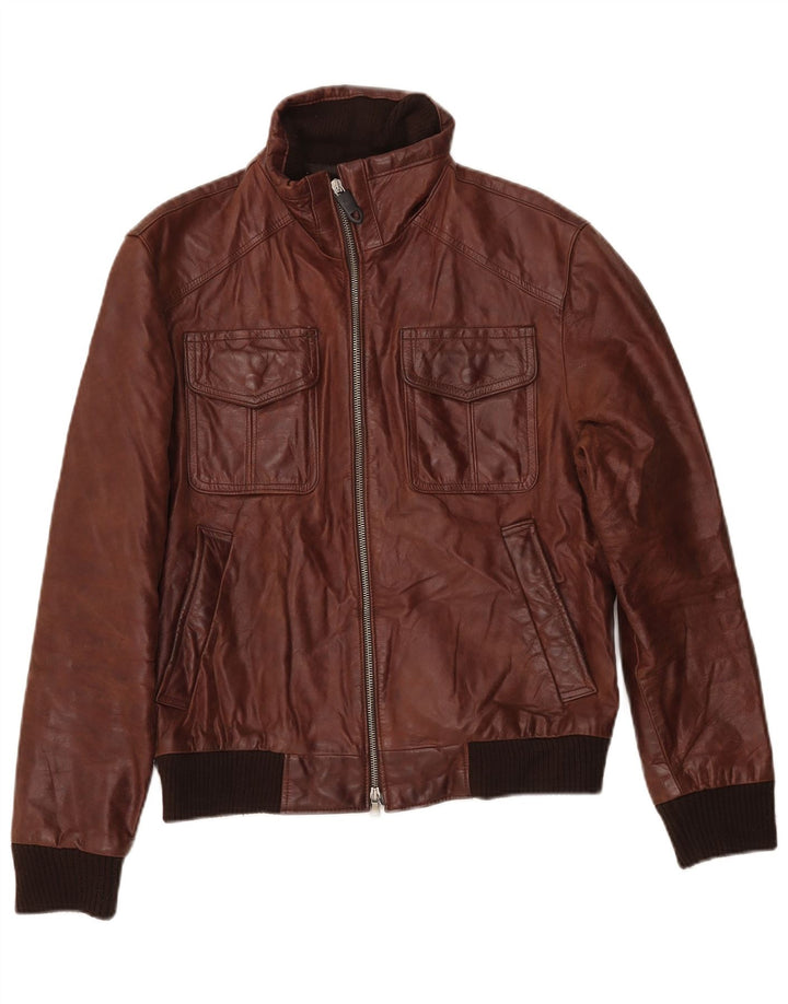 Jachetă de piele vintage pentru bărbați UK 38 din piele maro medie