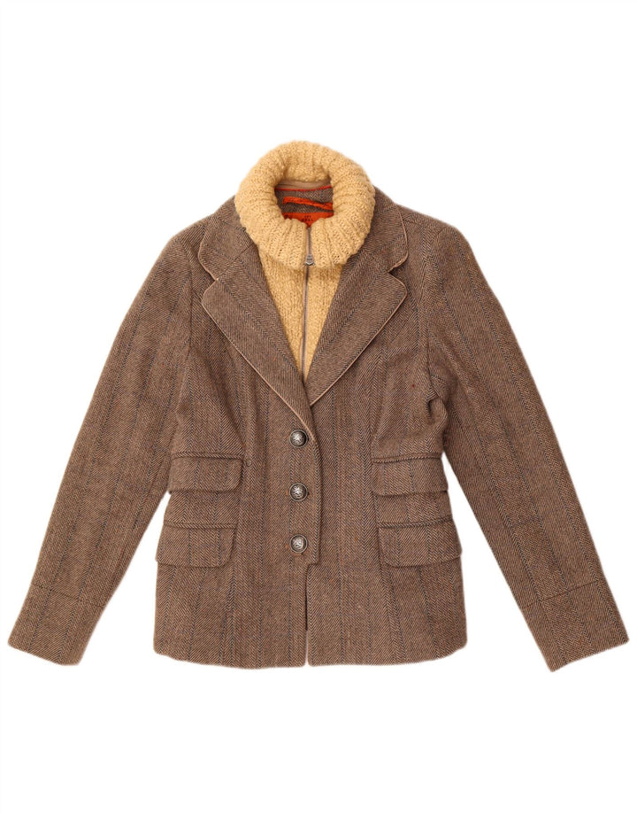 Jachetă Superdry pentru femei, cu 3 nasturi, UK 14, lână mare, gri, în spinare