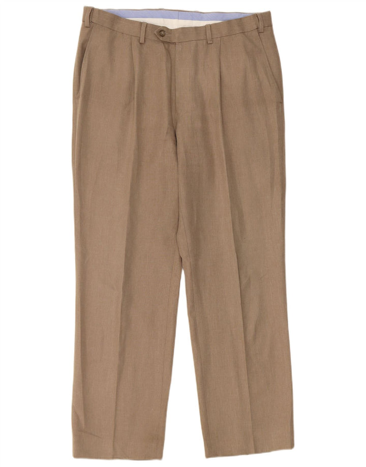 Pantaloni chino pentru bărbați Marks & Spencer, cu ajustare normală, L34 L29, poliester bej