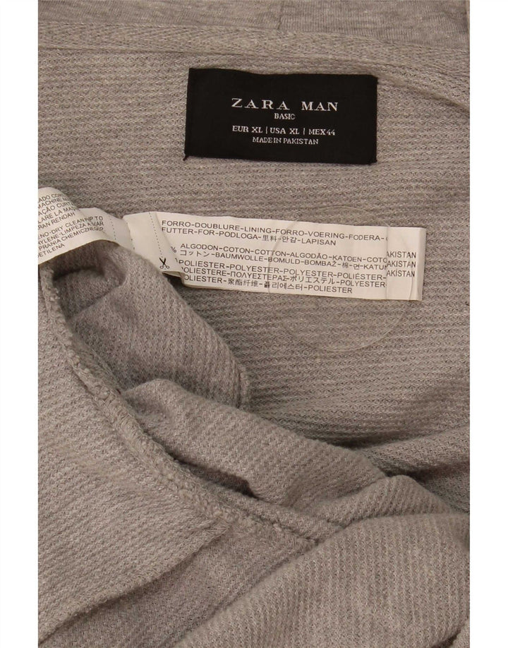 Pulover pentru bărbați Zara, cu fermoar, bumbac XL, gri