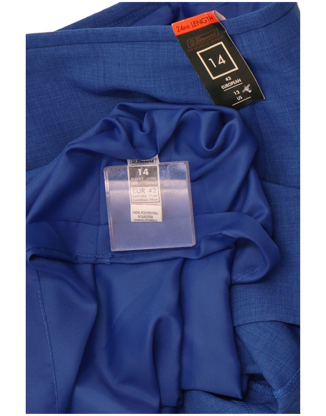 SF. Fusta creion pentru femei BERNARD cu talie înaltă UK 14 mare W28 poliester albastru