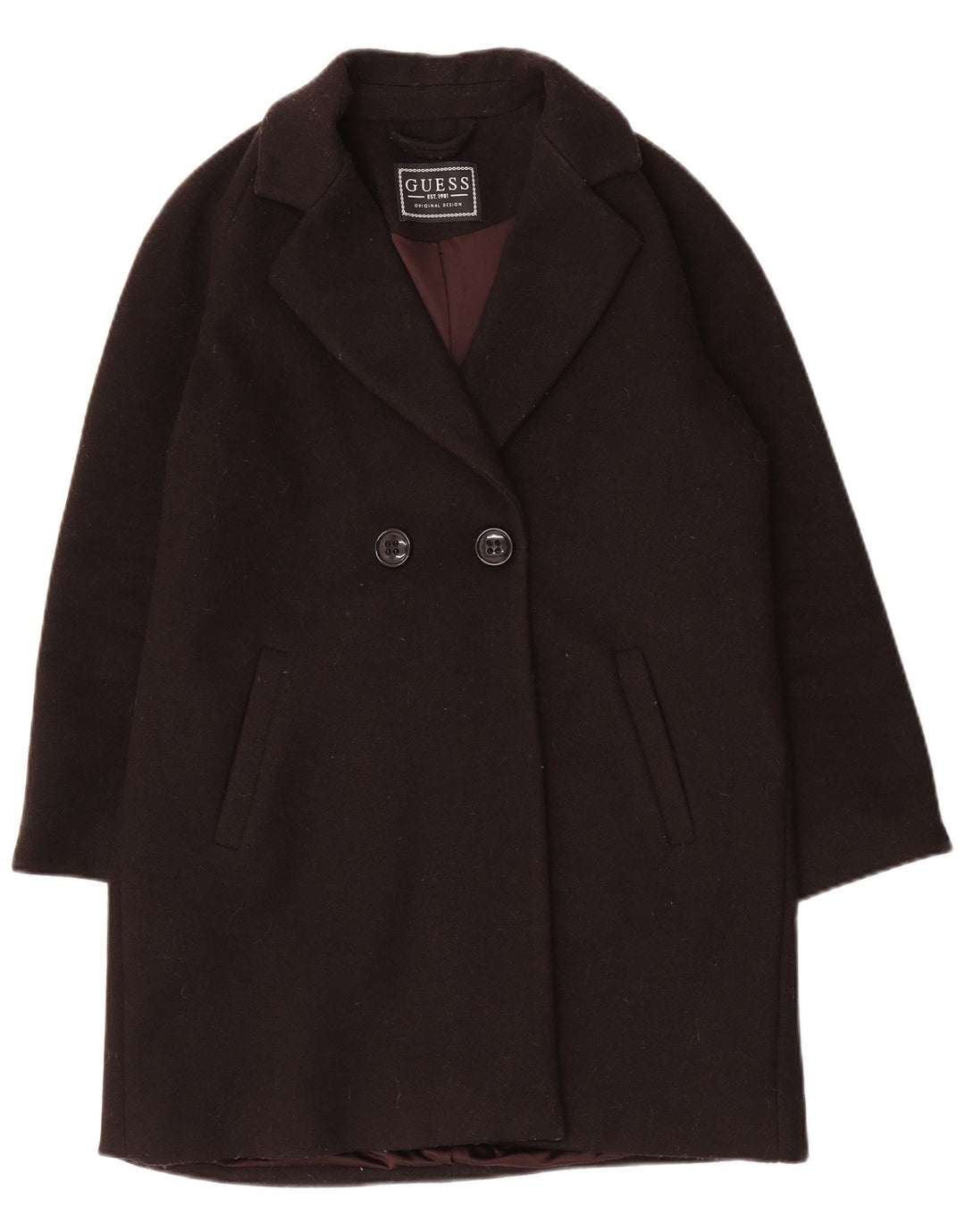 Palton dublu supradimensionat pentru femei Guess UK 10 Poliester negru mic