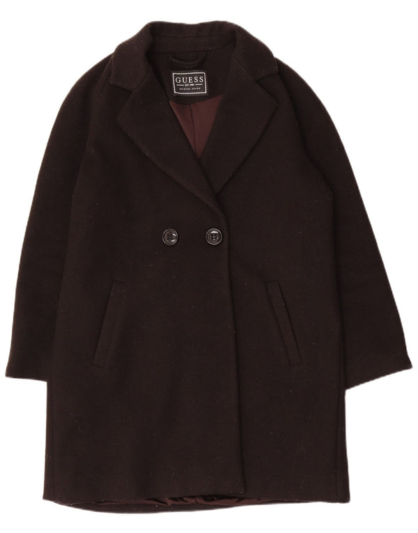 Palton dublu supradimensionat pentru femei Guess UK 10 Poliester negru mic