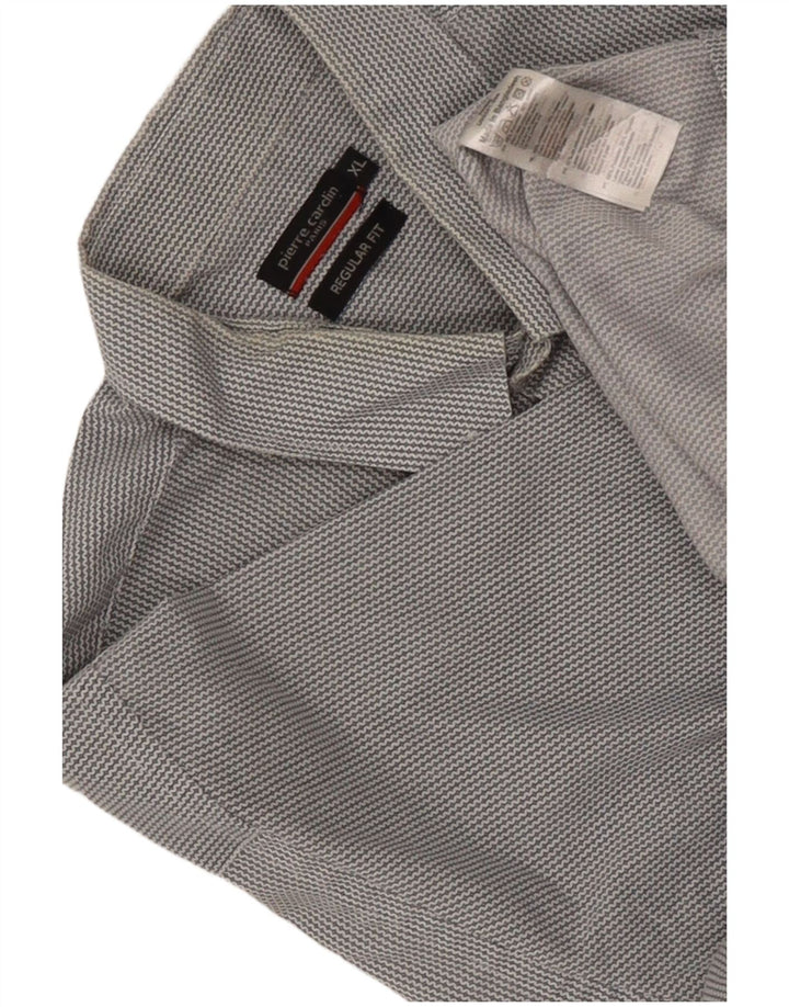 Cămașă cu mânecă scurtă pentru bărbați Pierre Cardin, cu formă normală, XL, poliester chevron gri