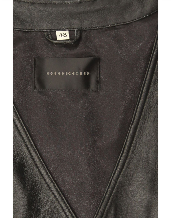 Vestă din piele vintage pentru bărbați IT 48 Small Black